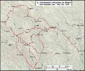 1918-1919, E. Teichman's Itinerary in Kham